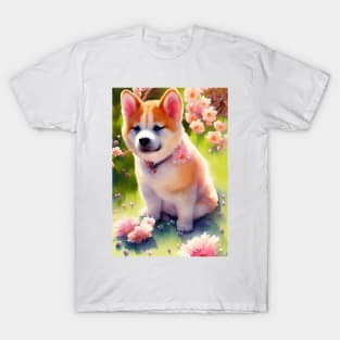 Watercolor akita inu puppy T-Shirt